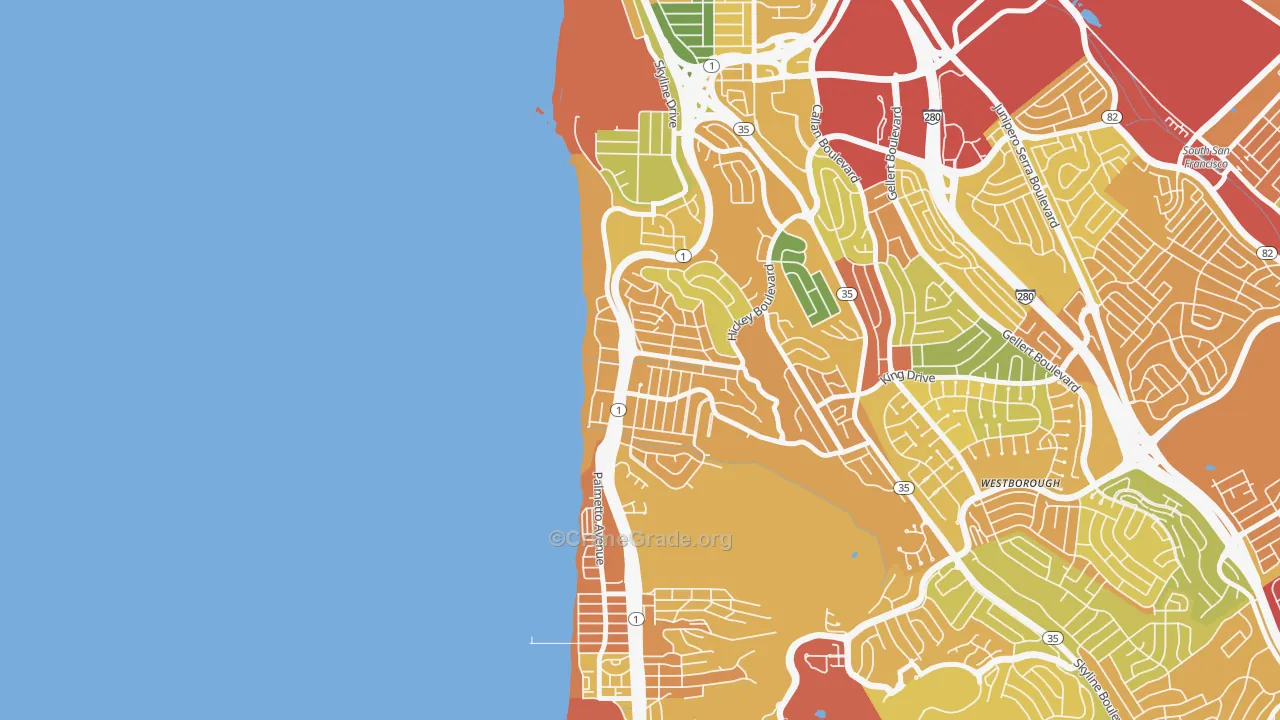Edgemar-Pacific Manor, Pacifica, CA Map of Robbery Rates
