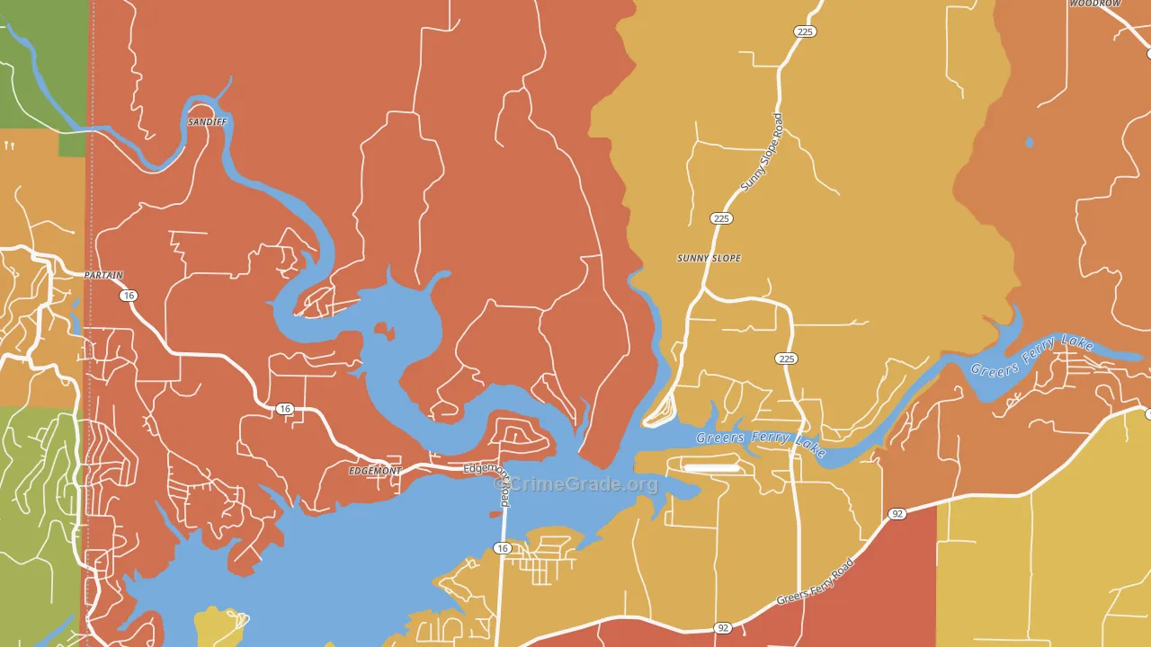 Edgemont, AR Map of Robbery Rates