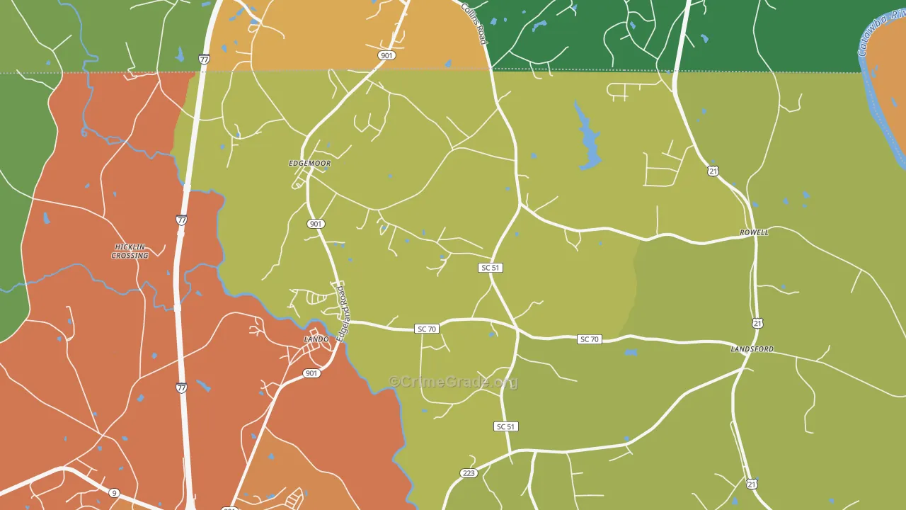 Edgemoor, SC Map of Robbery Rates