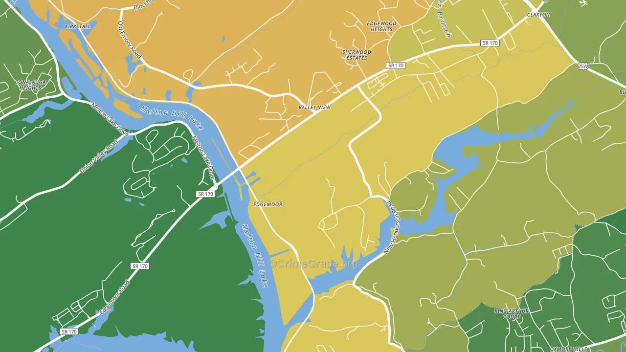 Edgemoor, TN Map of Robbery Rates