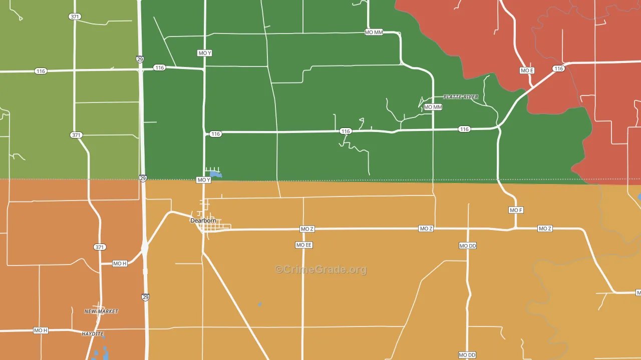 Edgerton Junction, MO Map of Robbery Rates