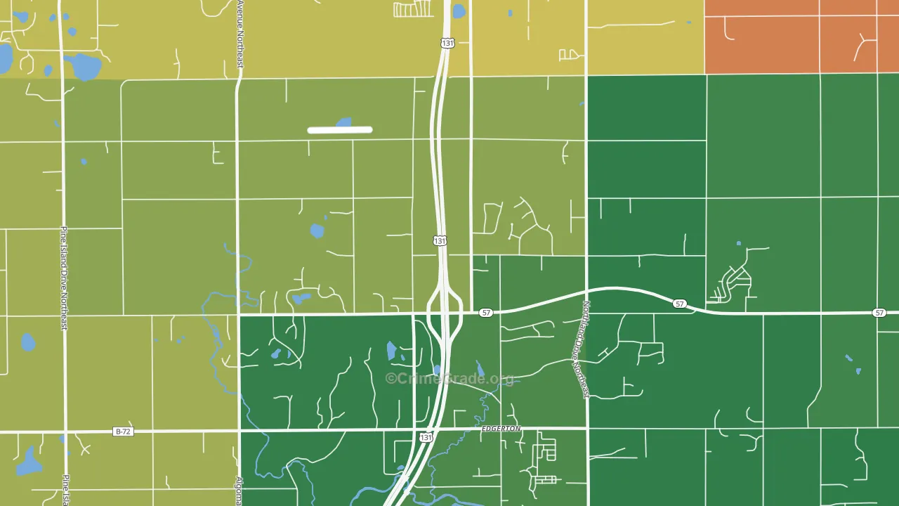 Edgerton, MI Map of Robbery Rates