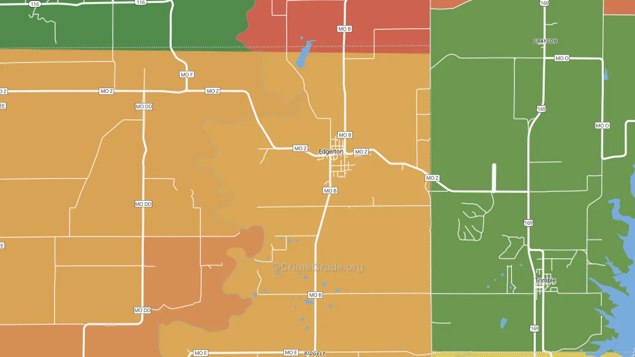 Edgerton, MO Map of Robbery Rates