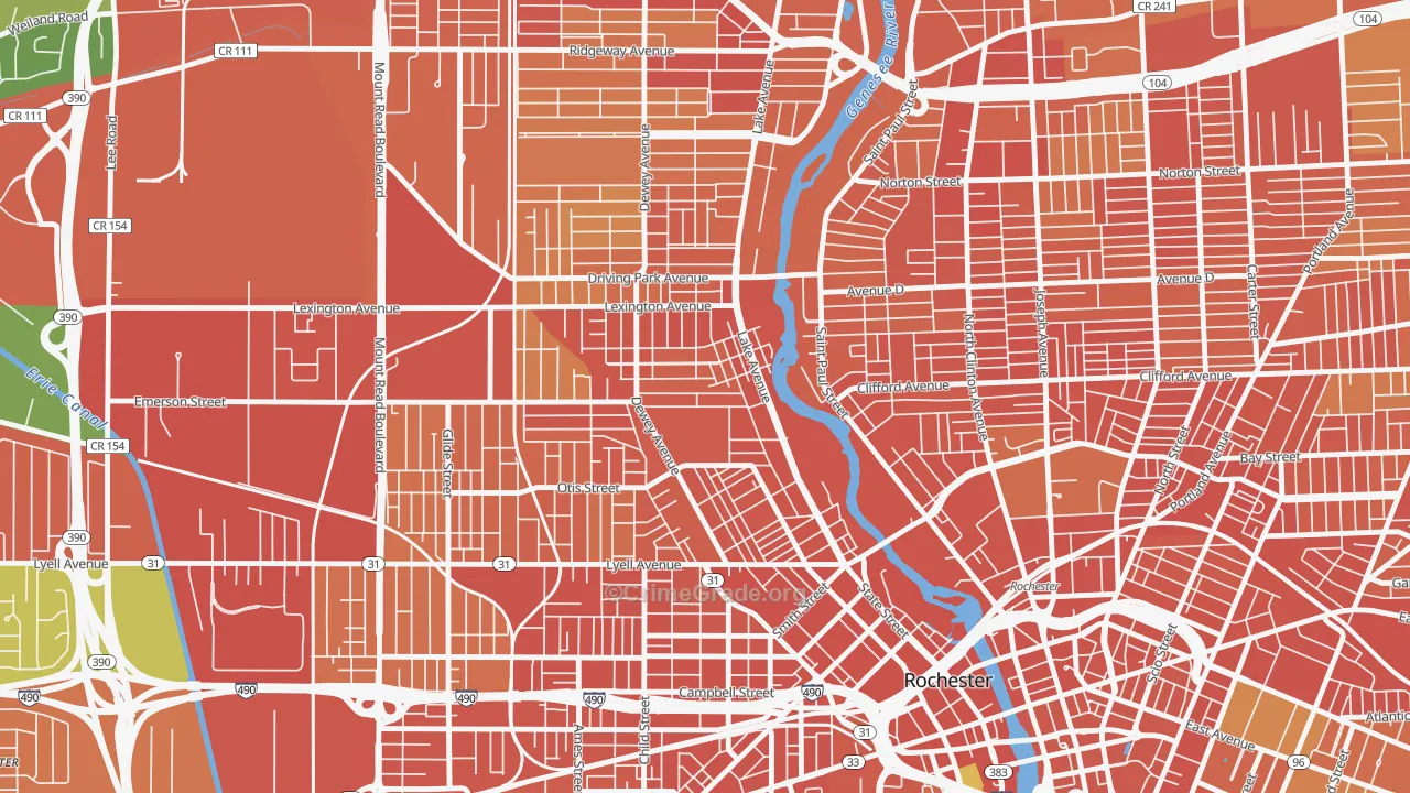 Edgerton, Rochester, NY Map of Robbery Rates
