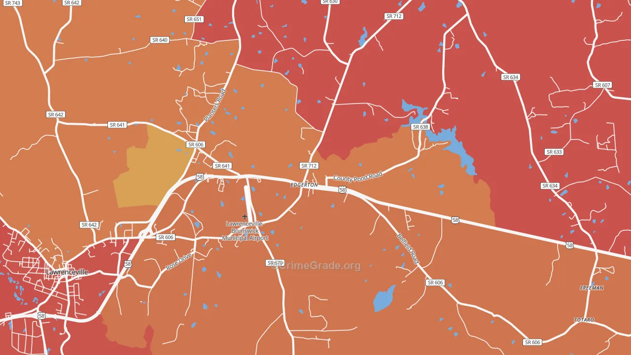 Edgerton, VA Map of Robbery Rates