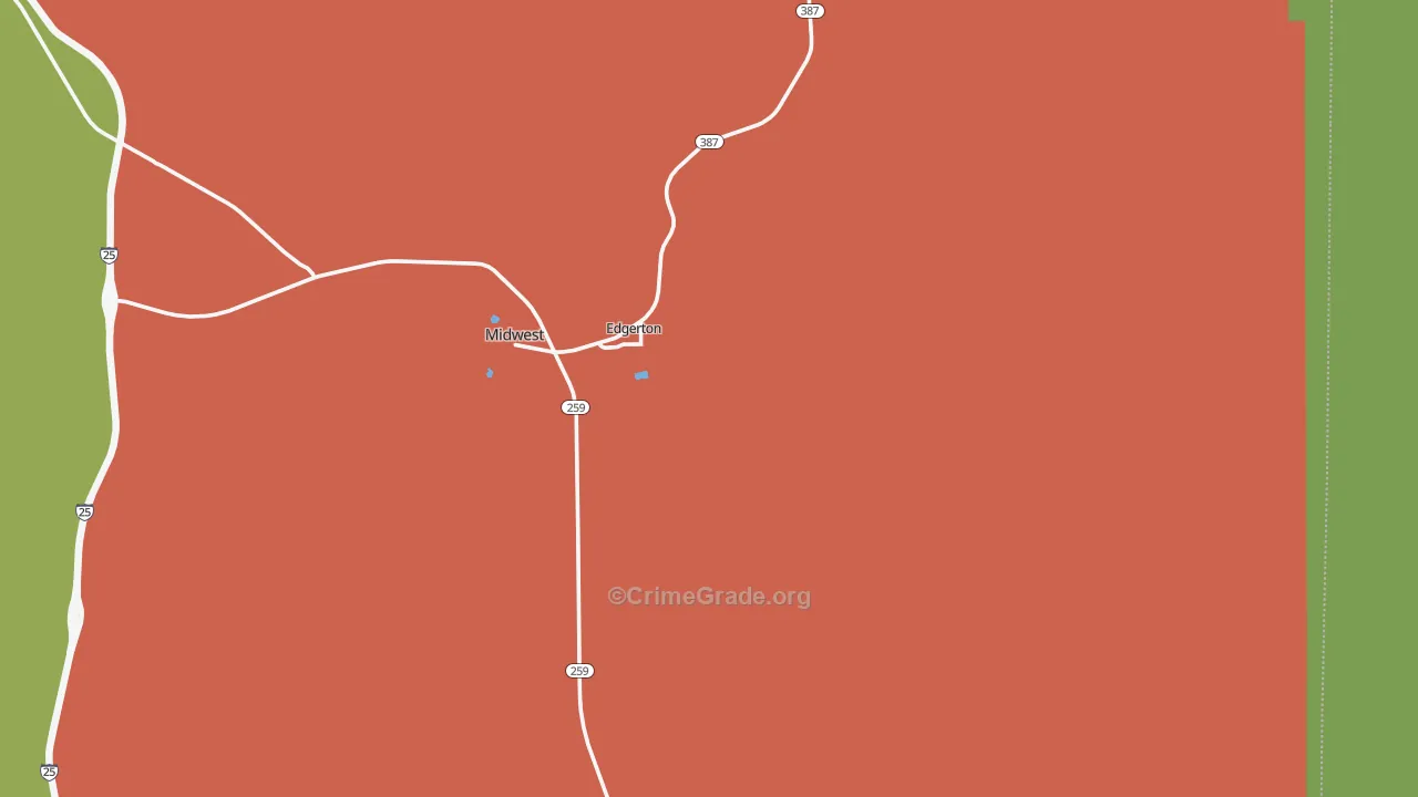 Edgerton, WY Map of Robbery Rates