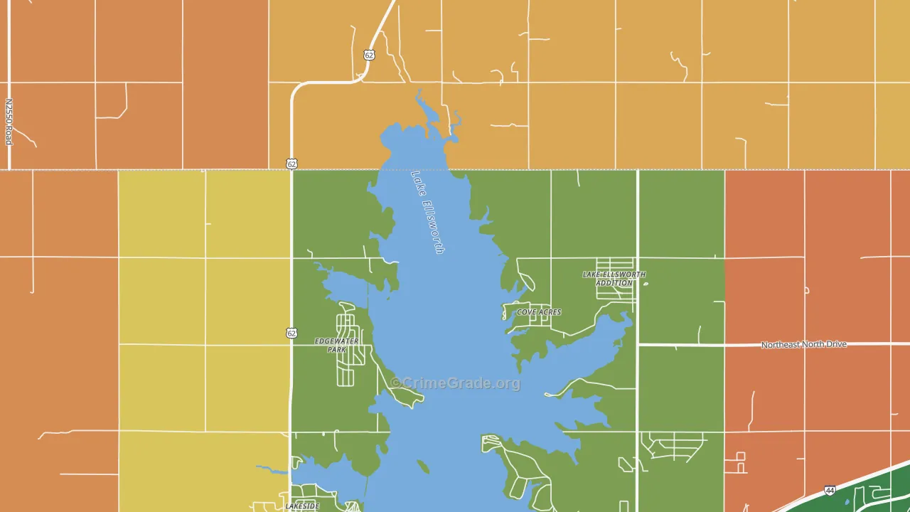 Edgewater Park, OK Map of Robbery Rates