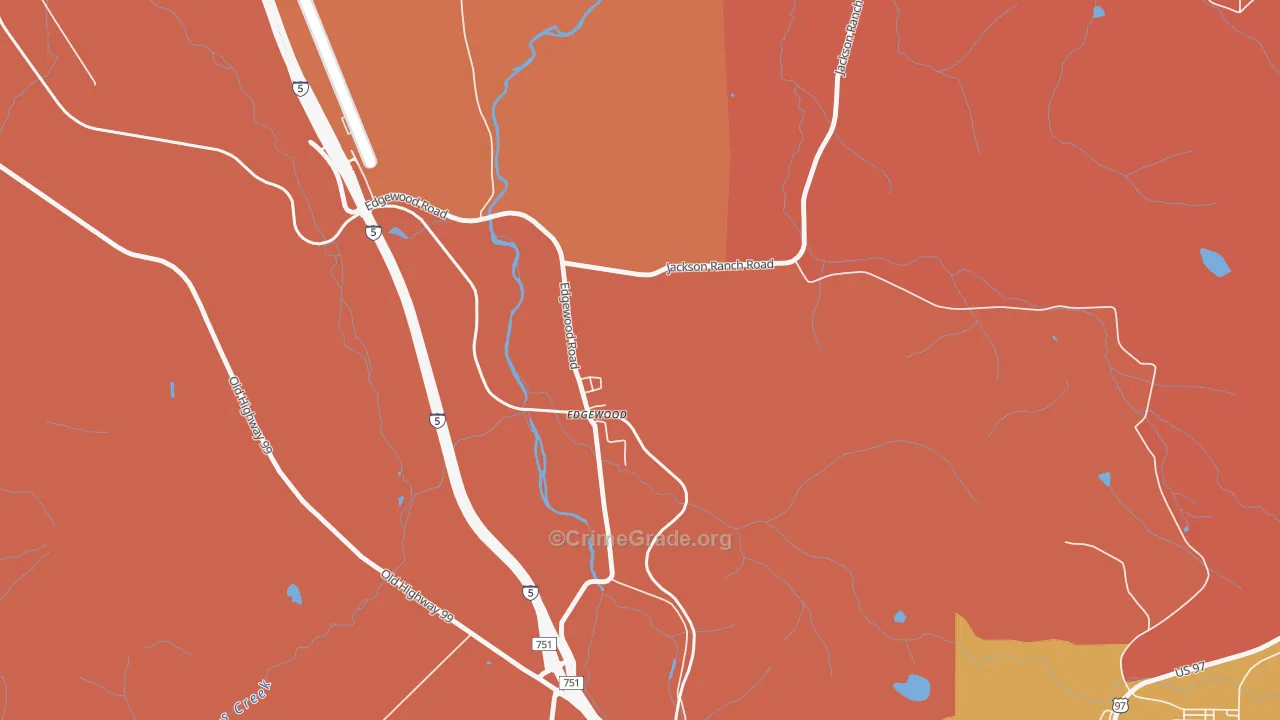 Edgewood, CA Map of Robbery Rates
