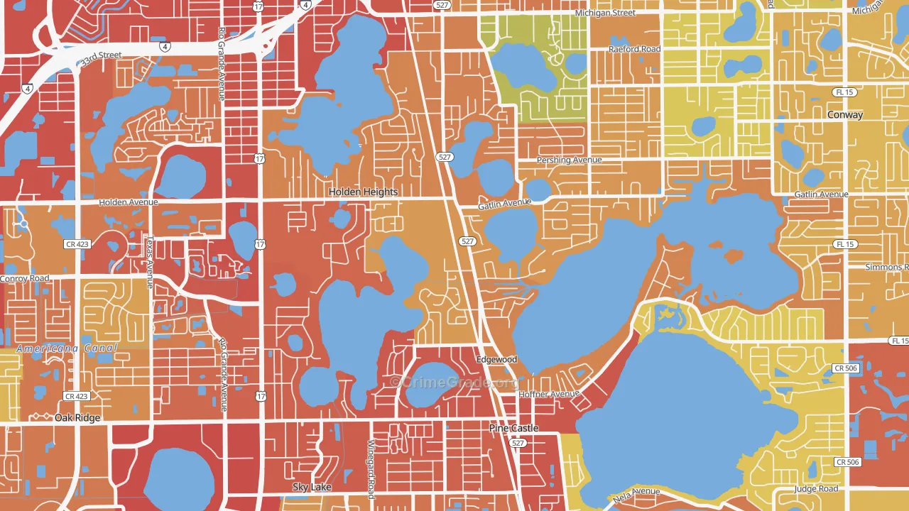 Edgewood, FL Map of Robbery Rates