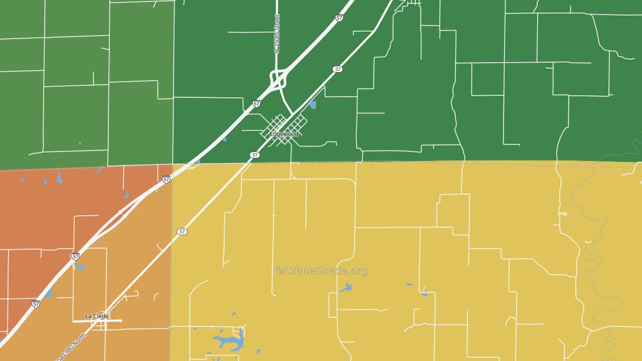 Edgewood, IL Map of Robbery Rates