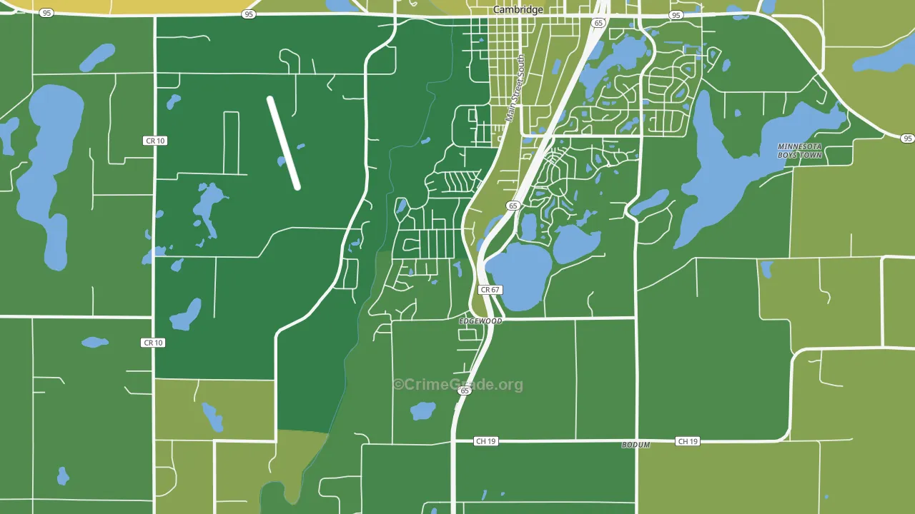 Edgewood, MN Map of Robbery Rates
