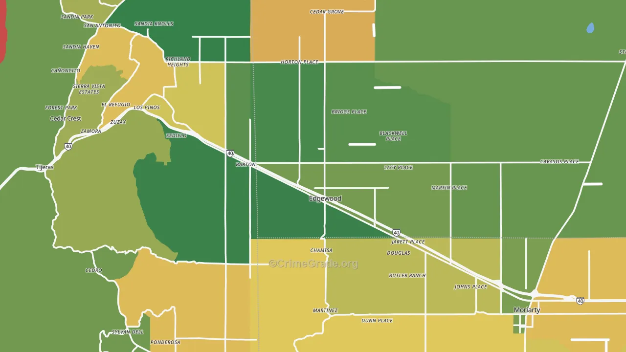 Edgewood, NM Map of Robbery Rates