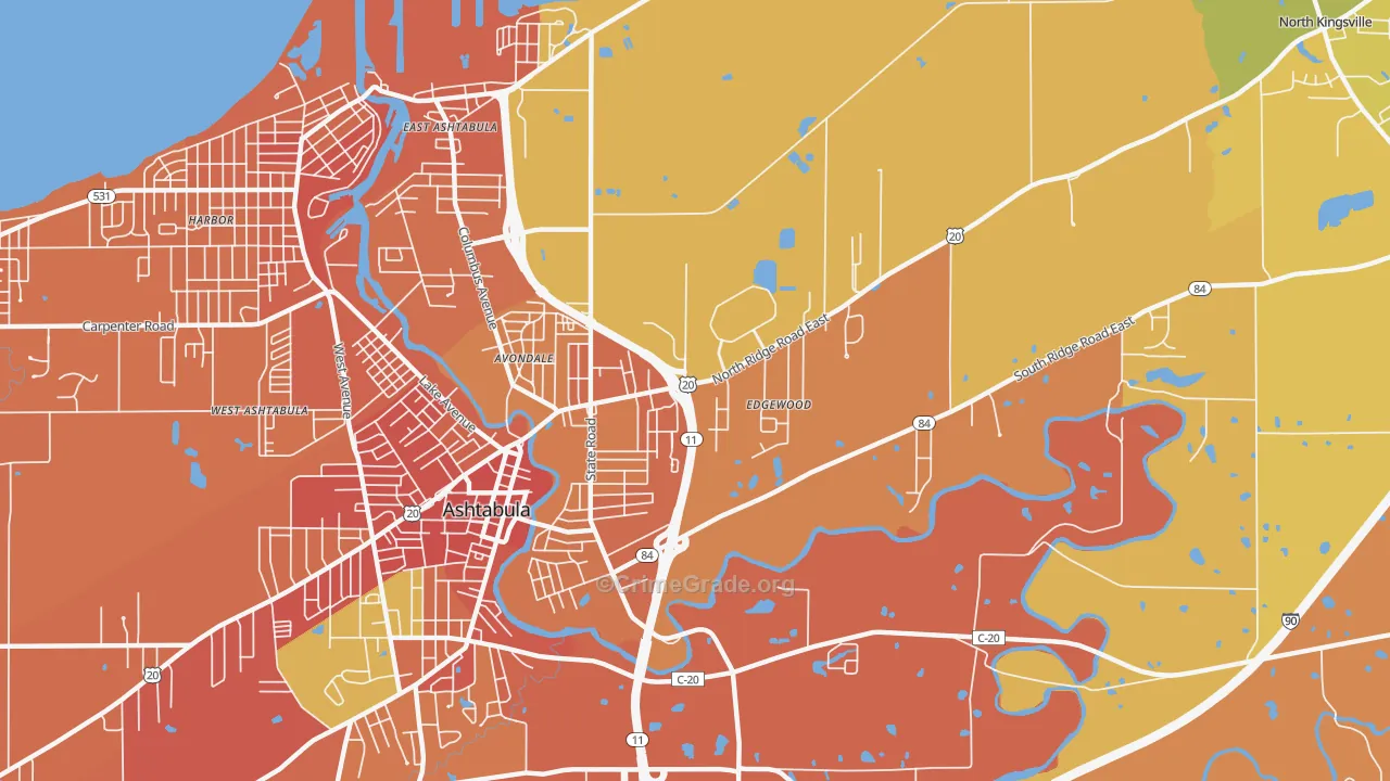 Edgewood, OH Map of Robbery Rates