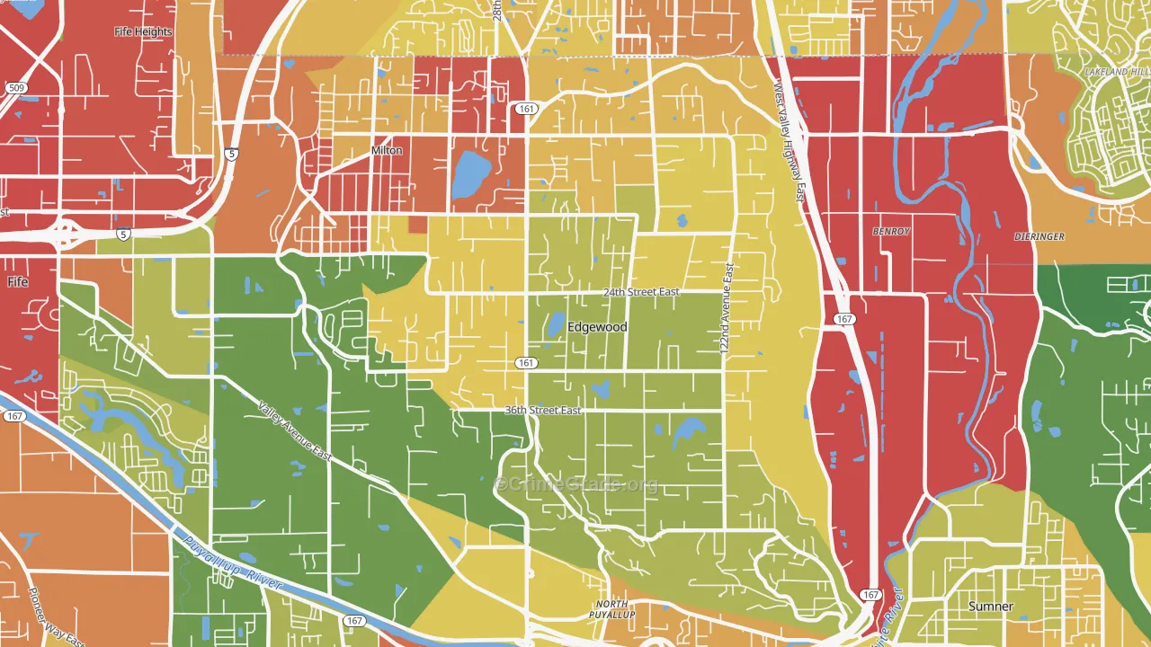 Edgewood, WA Map of Robbery Rates