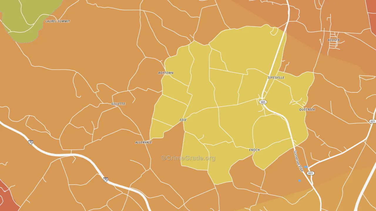 Edie, PA Map of Robbery Rates