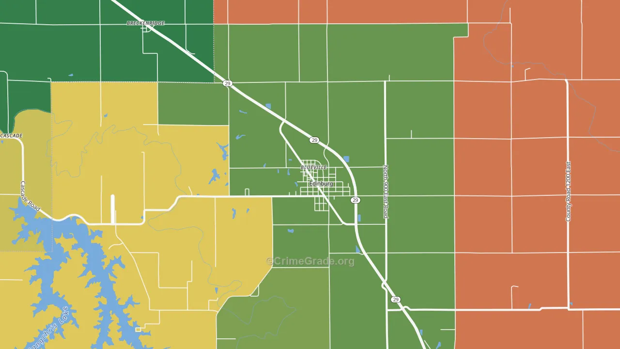Edinburg, IL Map of Robbery Rates