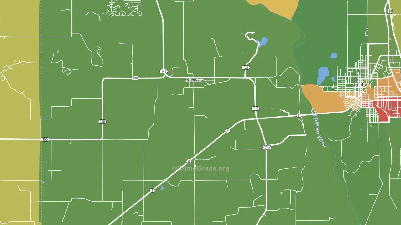 Edinburg, MO Map of Robbery Rates