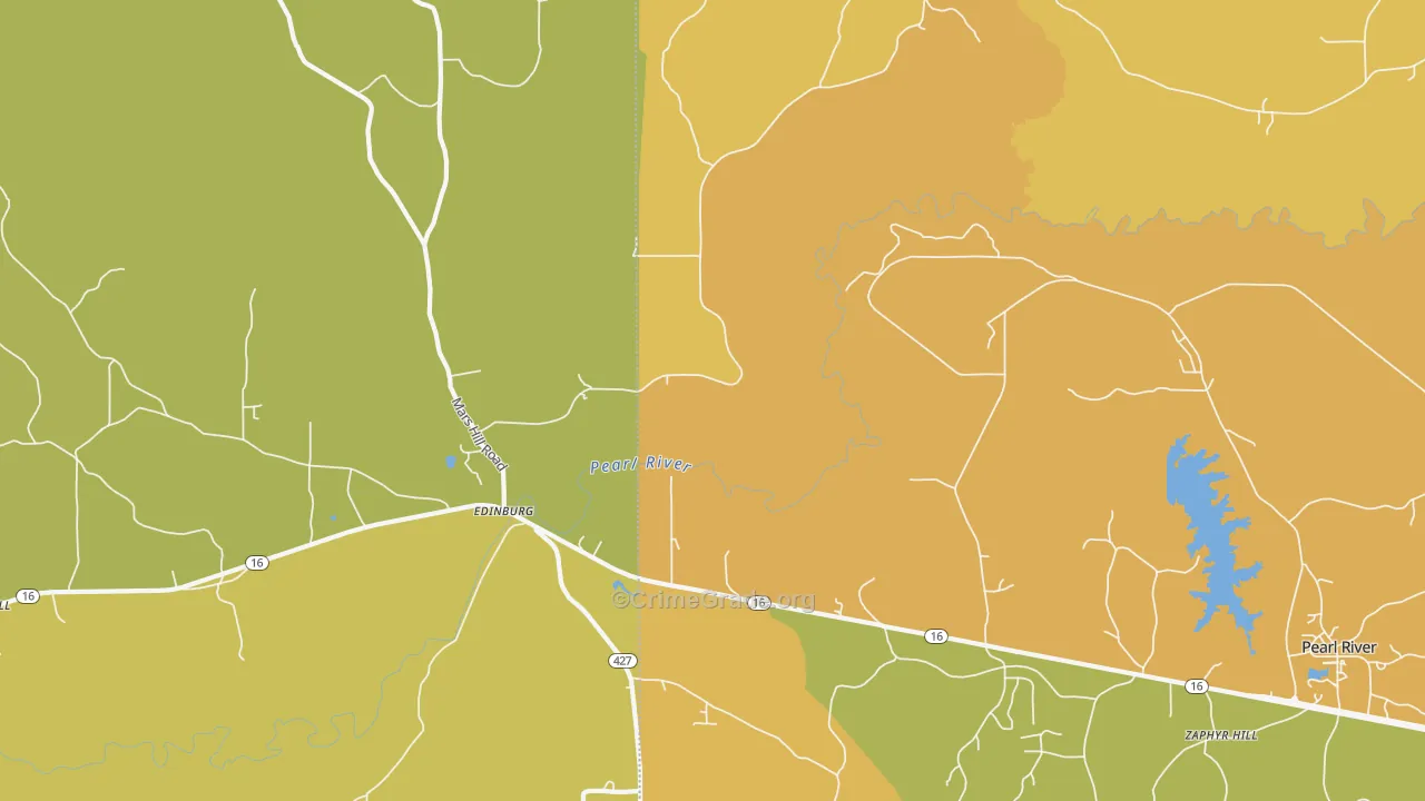 Edinburg, MS Map of Robbery Rates