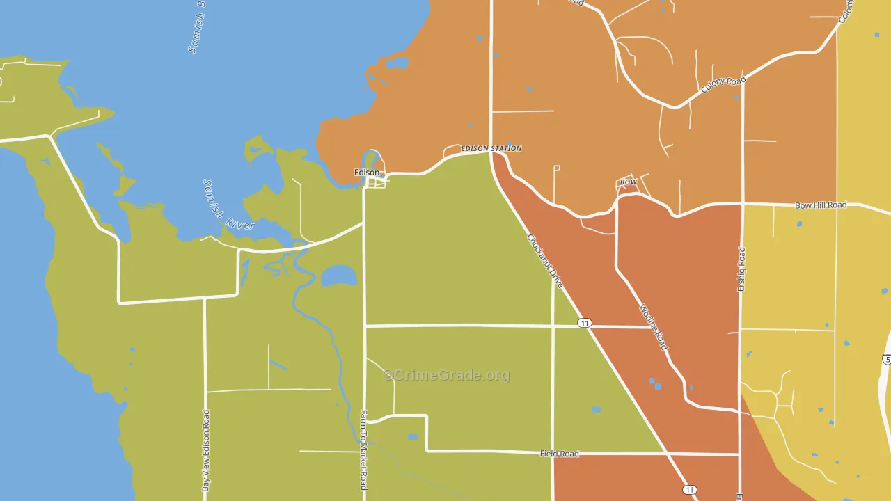 Edison, WA Map of Robbery Rates