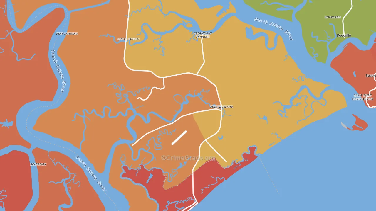 Edisto Island, SC Map of Robbery Rates