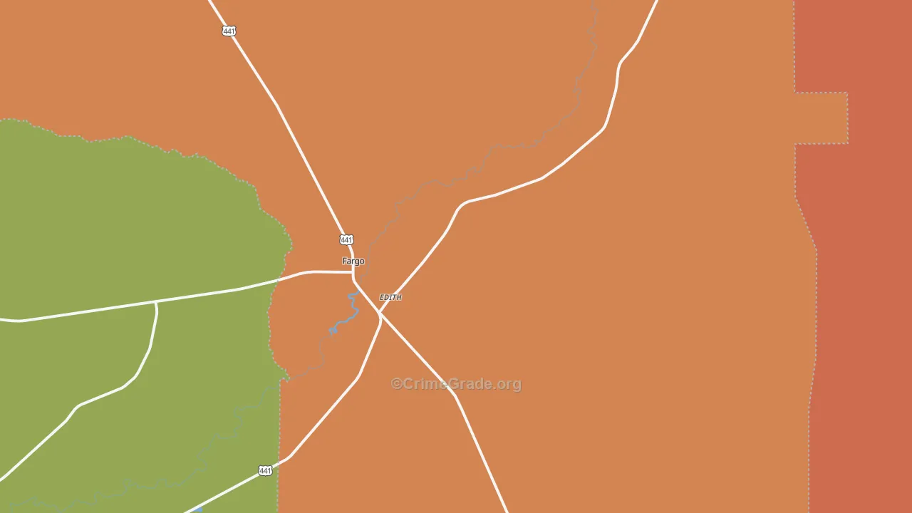 Edith, GA Map of Robbery Rates