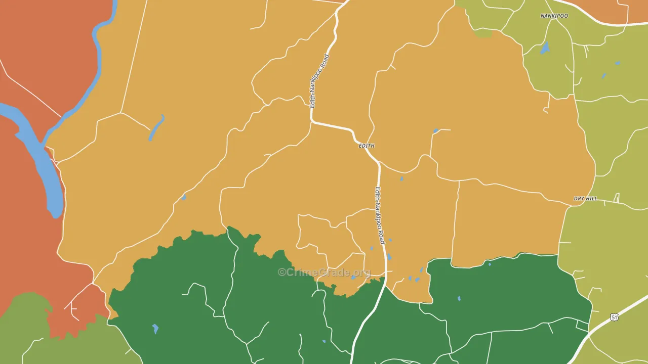 Edith, TN Map of Robbery Rates