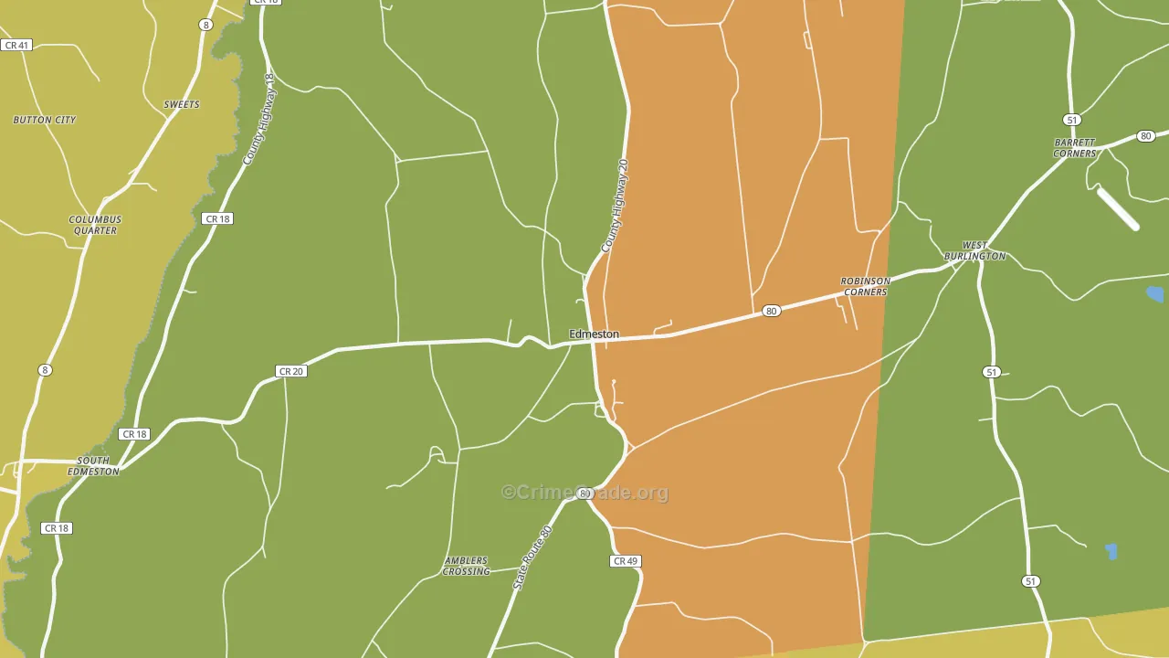 Edmeston, NY Map of Robbery Rates