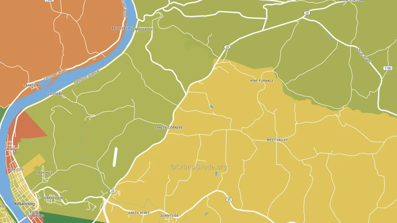 Edmon, PA Map of Robbery Rates