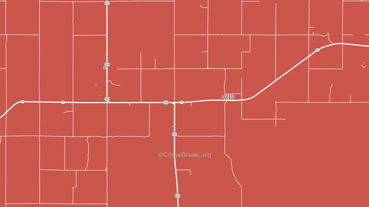 Edmond, KS Map of Robbery Rates