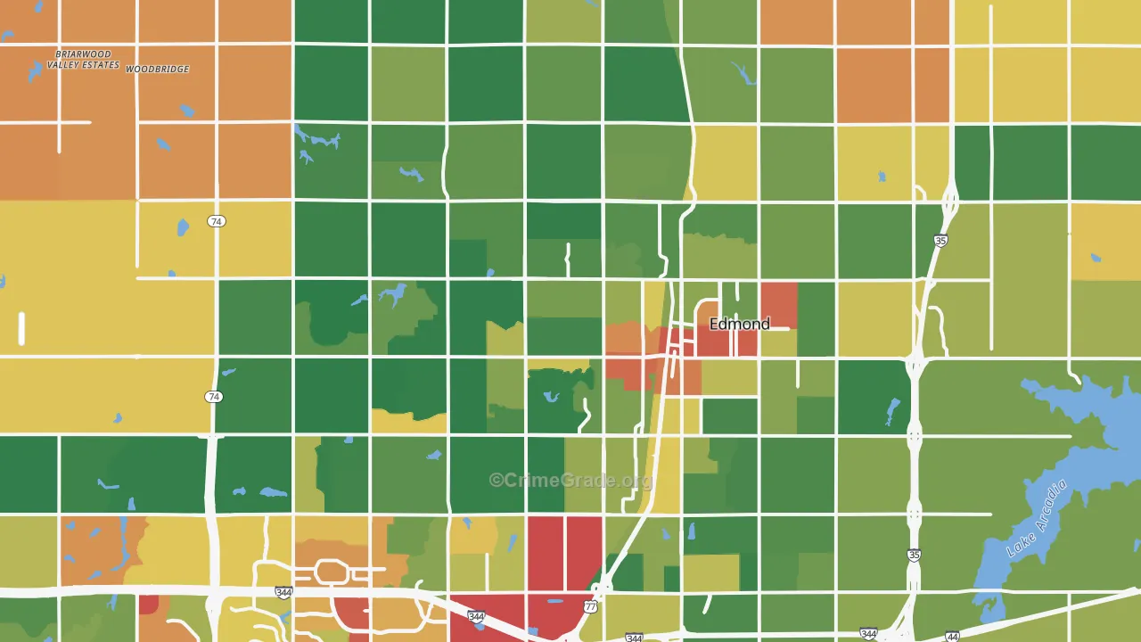 Edmond, OK Map of Robbery Rates