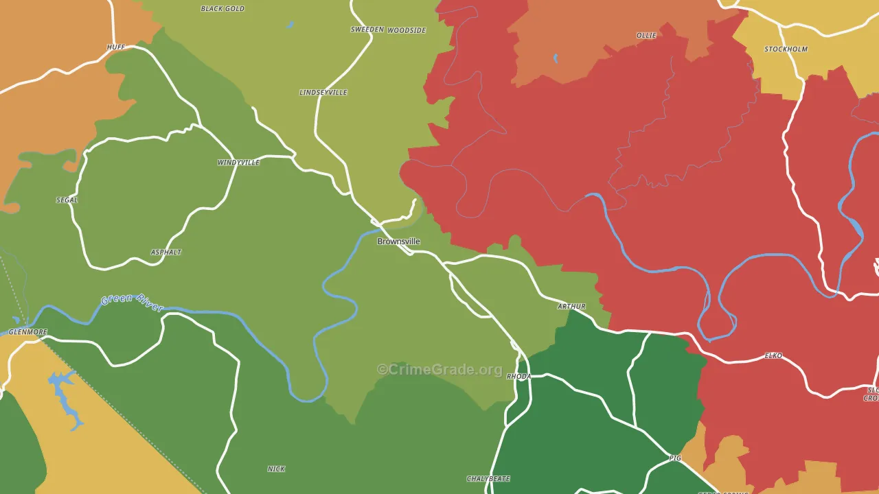 Edmonson County, KY Map of Robbery Rates