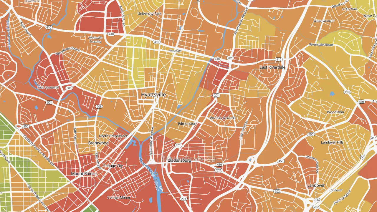 Edmonston, MD Map of Robbery Rates