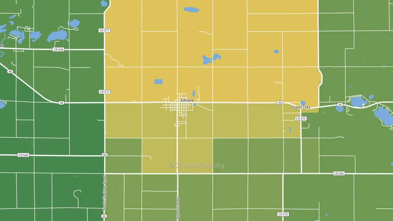 Edmore, MI Map of Robbery Rates