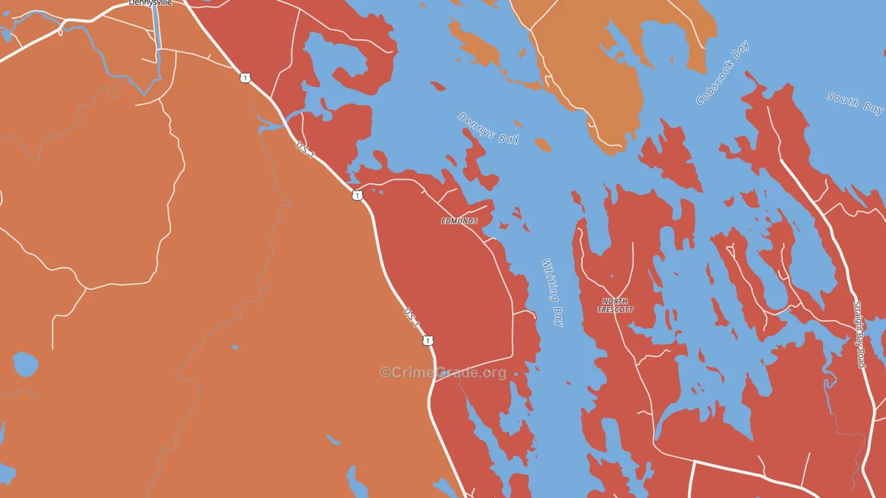 Edmunds, ME Map of Robbery Rates