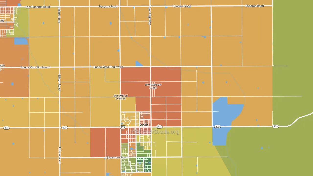 Edmundson Acres, CA Map of Robbery Rates