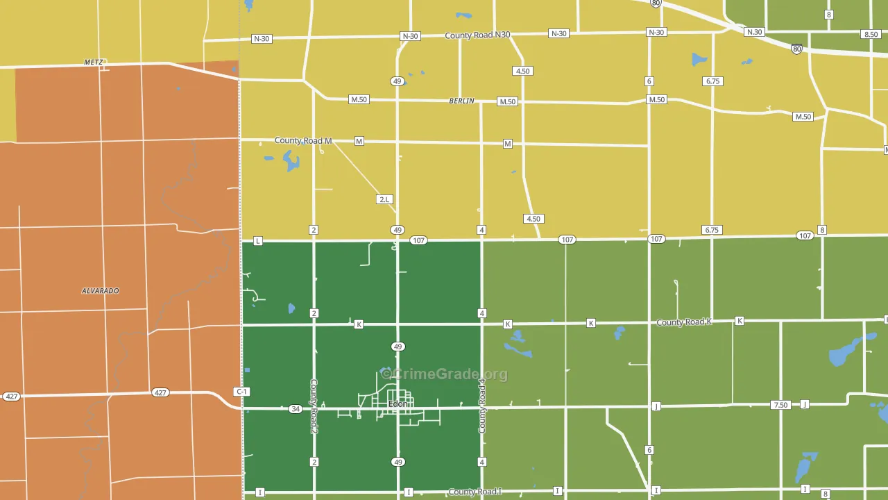Edon, OH Map of Robbery Rates