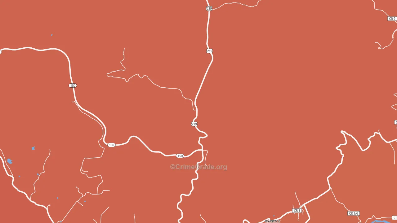 Edray, WV Map of Robbery Rates