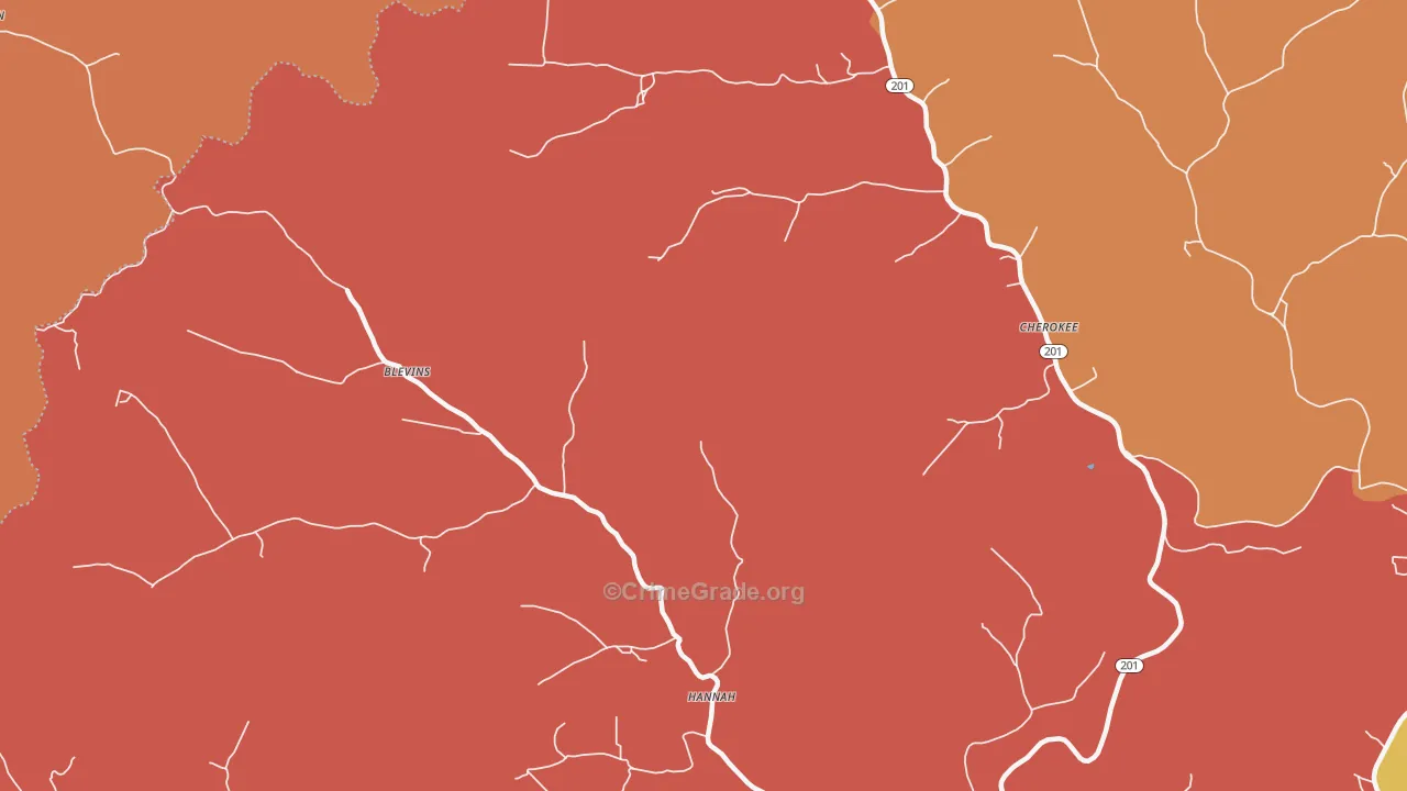 Edsel, KY Map of Robbery Rates