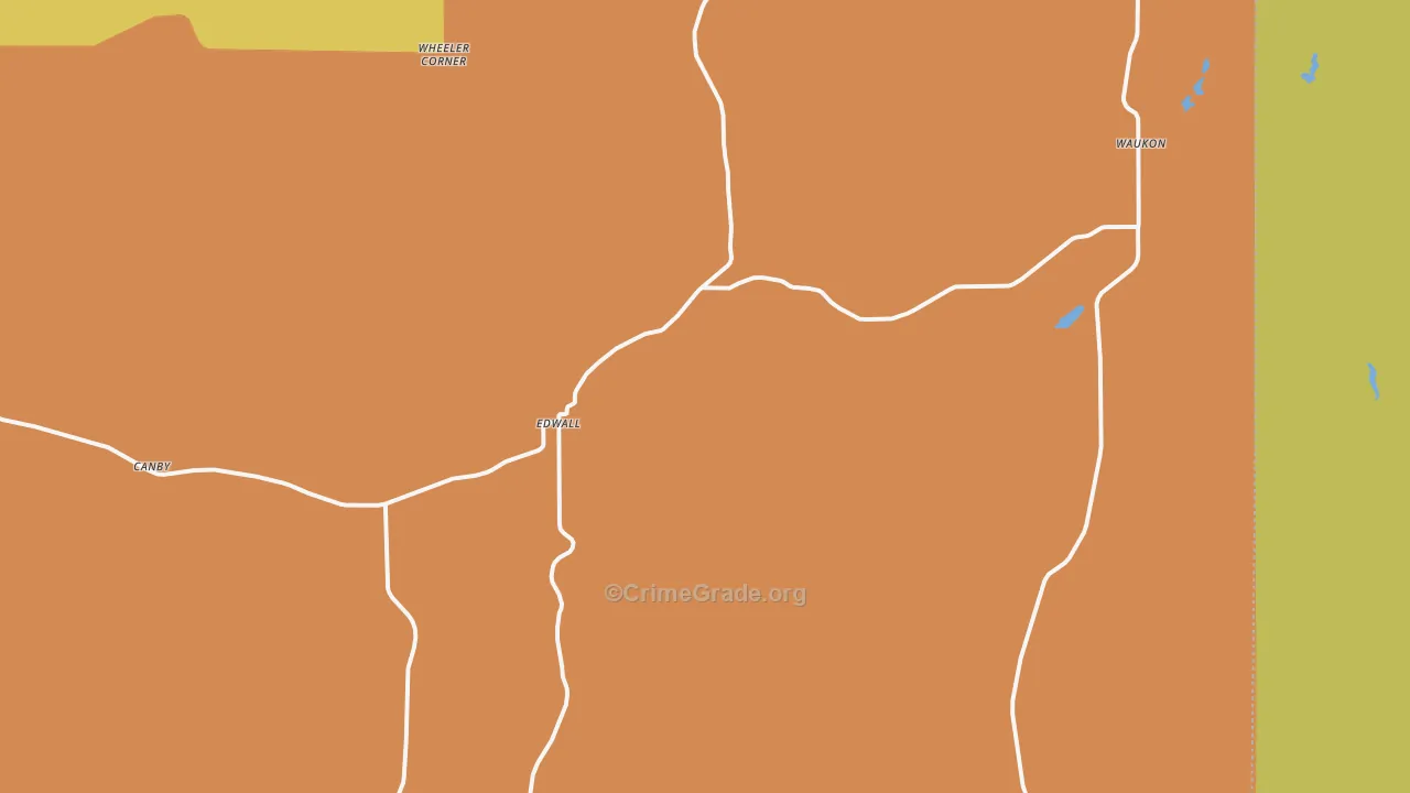 Edwall, WA Map of Robbery Rates