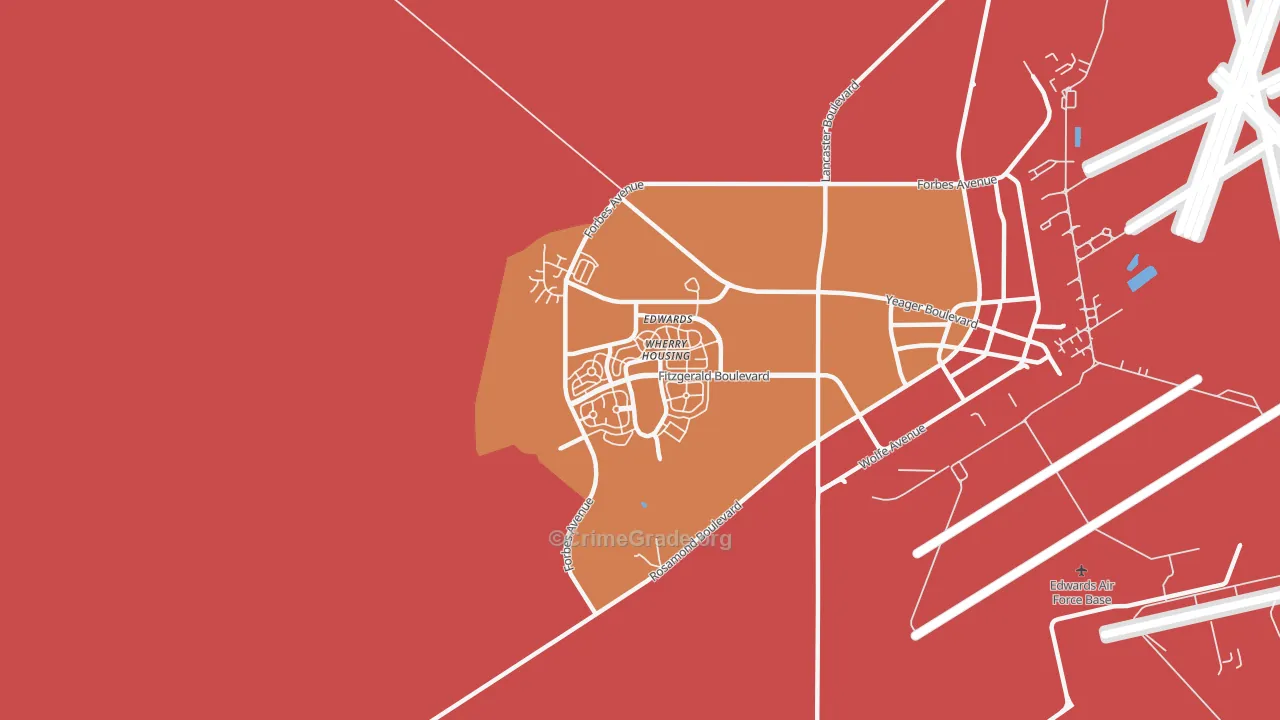 Edwards AFB, CA Map of Robbery Rates