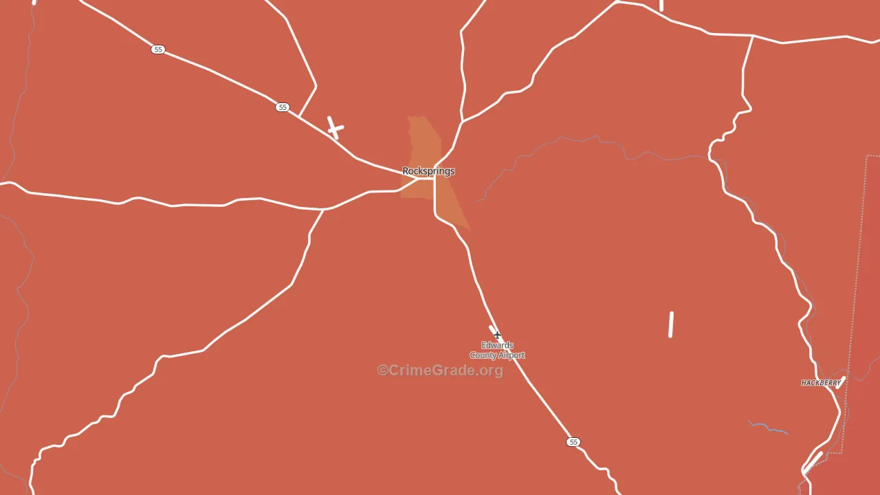 Edwards County, TX Map of Robbery Rates