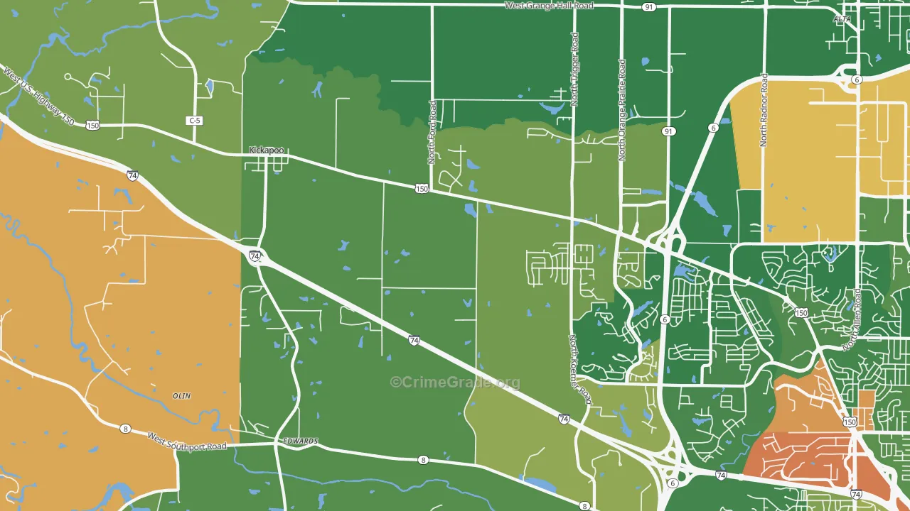 Edwards, IL Map of Robbery Rates