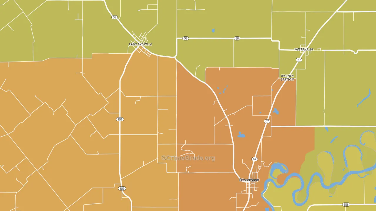 Edwardsport, IN Map of Robbery Rates