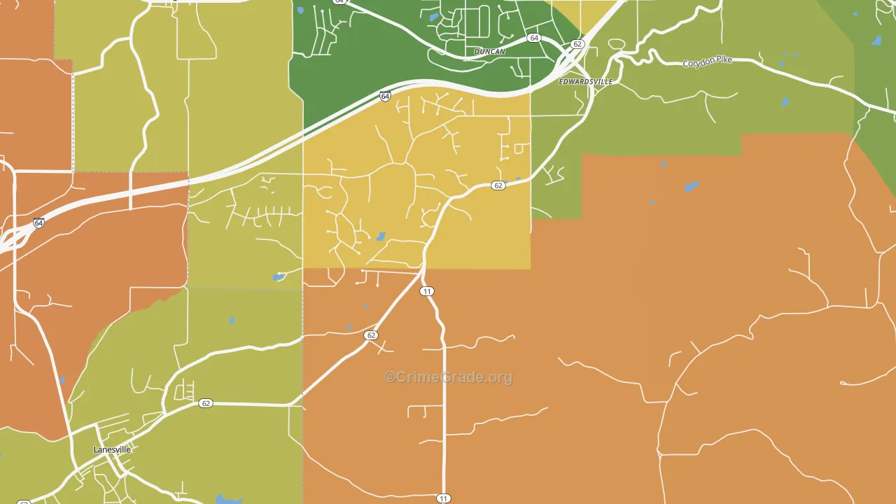 Edwardsville, IN Map of Robbery Rates