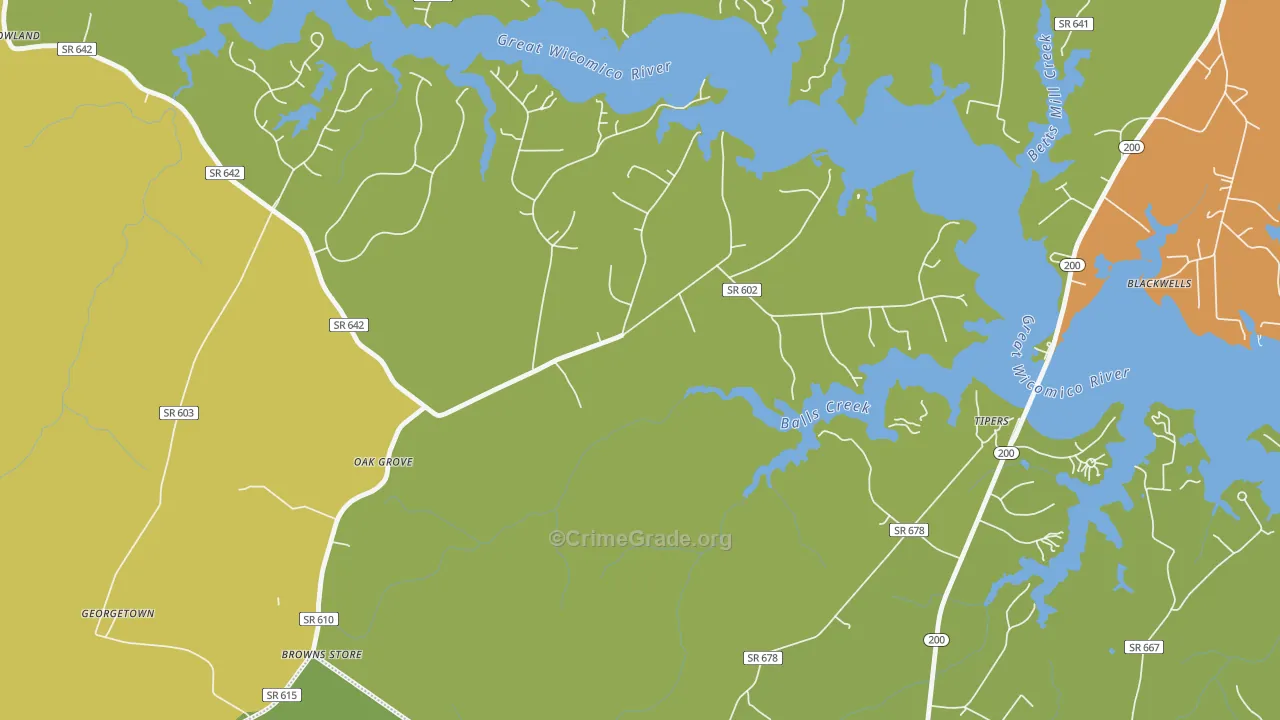 Edwardsville, VA Map of Robbery Rates
