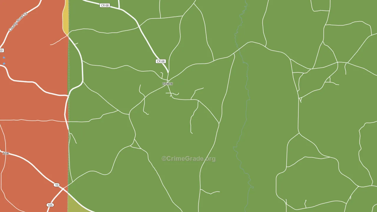 Edwin, AL Map of Robbery Rates