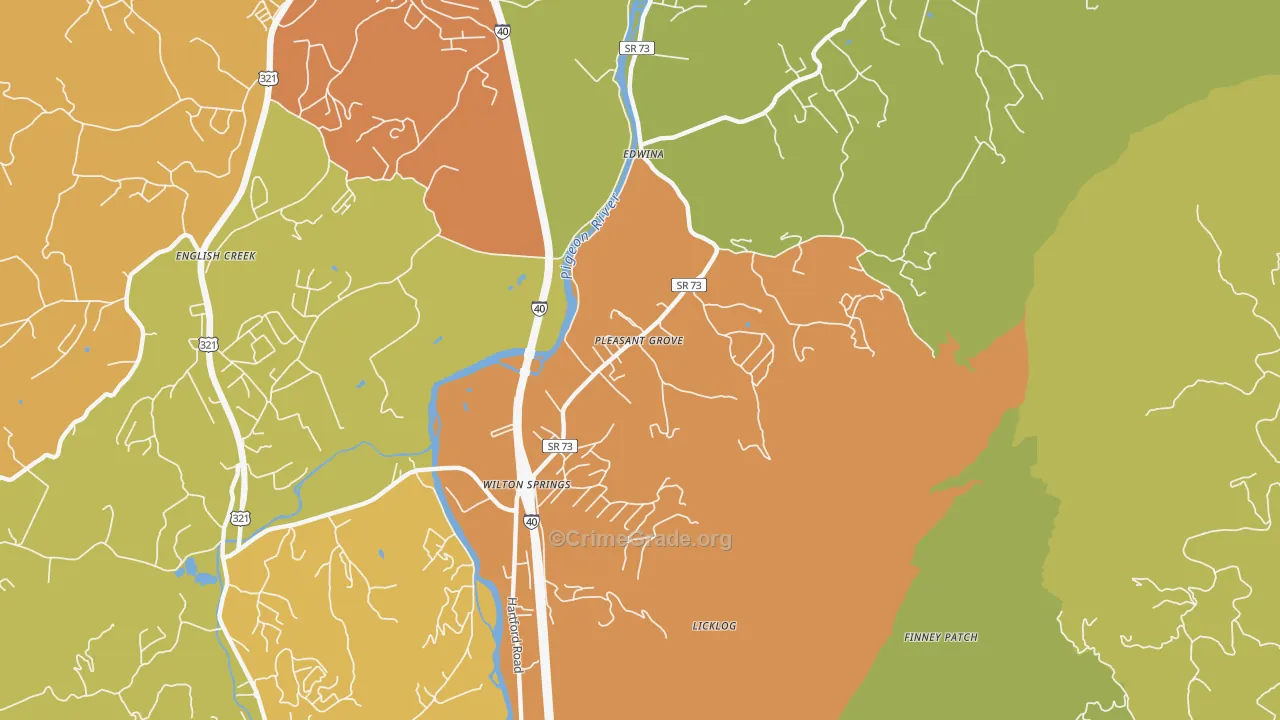 Edwina, TN Map of Robbery Rates