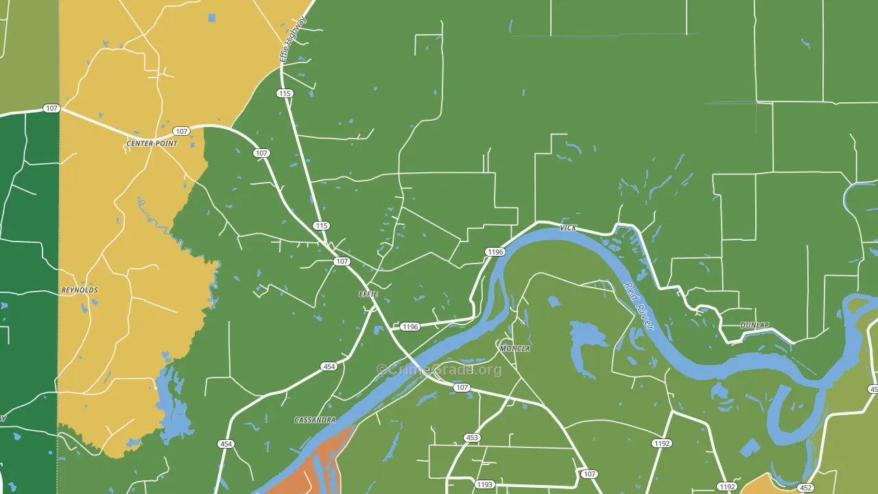 Effie, LA Map of Robbery Rates