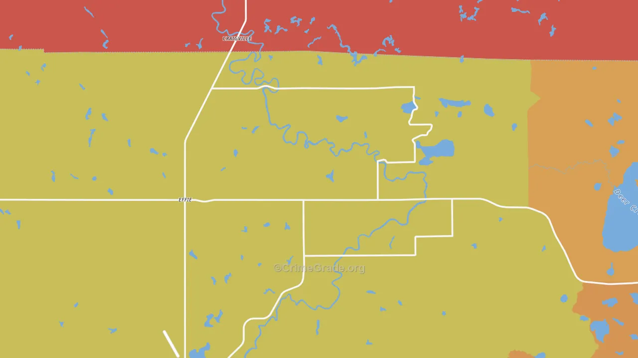 Effie, MN Map of Robbery Rates