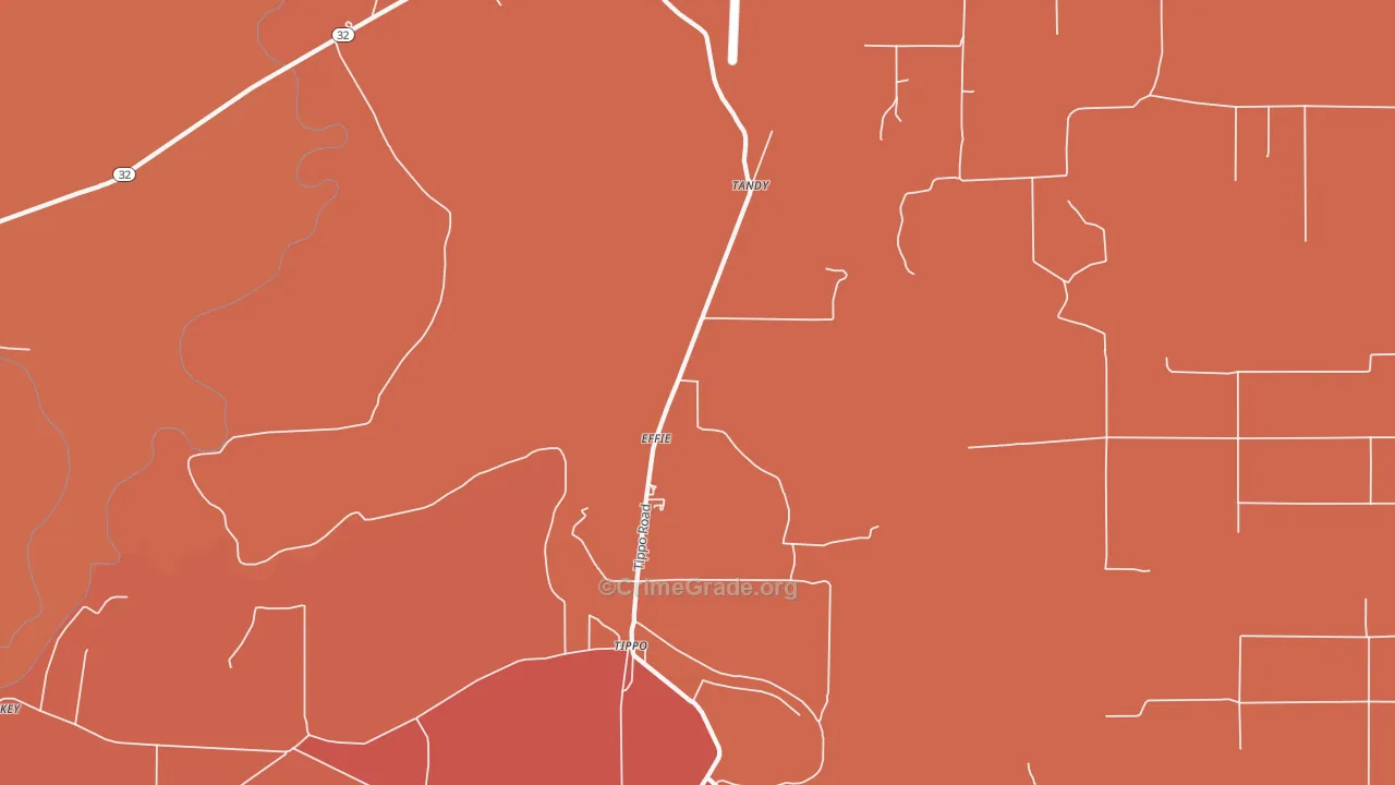 Effie, MS Map of Robbery Rates